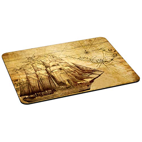 PEDEA Gaming und Office Mauspad - 350 x 280 mm - mit vernähten Rändern und rutschfester Unterseite, sailing ship von Pedea