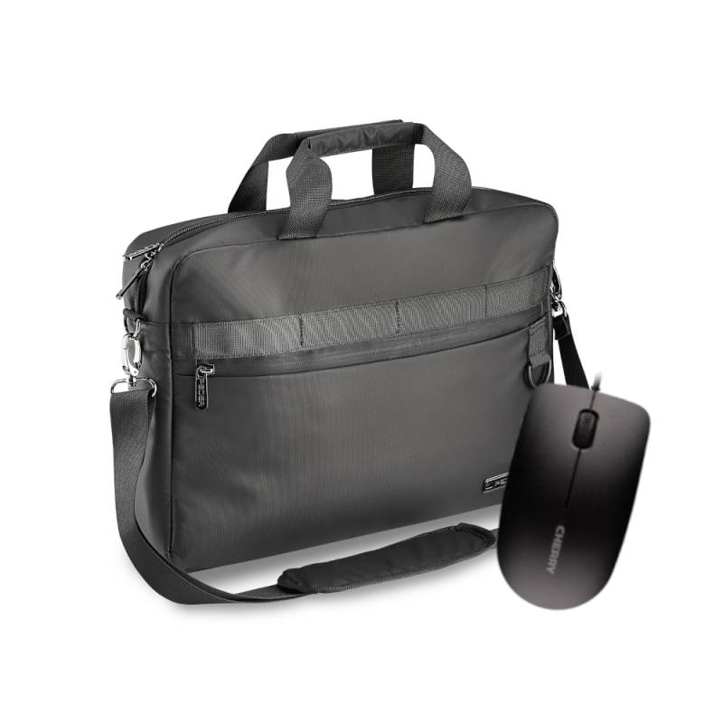 PEDEA Laptoptasche 15,6 Zoll "Clutch" + CHERRY MC 1000 Maus Notebook Umhängetasche mit Tablet Fach, schwarz von Pedea