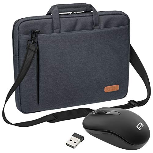 PEDEA Laptoptasche " Elegance " Notebook-Tasche bis 15,6 Zoll (39,6 cm) Umhängetasche mit Schultergurt inkl. Schnurloser Maus, Grau von Pedea