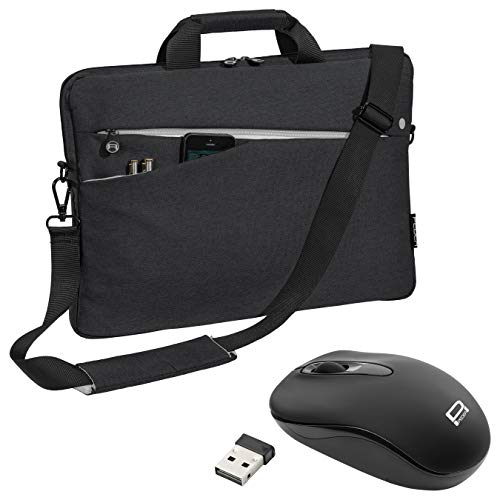 PEDEA Laptoptasche "Fashion" Notebook-Tasche bis 13,3 Zoll (33,8 cm) Umhängetasche mit Schultergurt inkl. Schnurloser Maus, Schwarz von Pedea