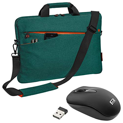 PEDEA Laptoptasche "Fashion" Notebook-Tasche bis 15,6 Zoll (39,6 cm) Umhängetasche mit Schultergurt inkl. Schnurloser Maus, Türkis von Pedea