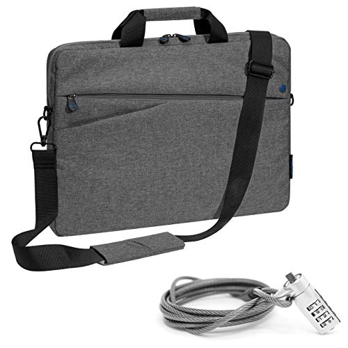 PEDEA Laptoptasche "Fashion" Notebook-Tasche bis 17,3 Zoll (43,9 cm) Umhängetasche mit Schultergurt inkl. Notebookschloss, Grau/Blau von Pedea