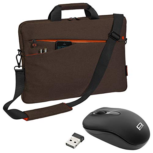 PEDEA Laptoptasche "Fashion" Notebook-Tasche bis 17,3 Zoll (43,9 cm) Umhängetasche mit Schultergurt inkl. Schnurloser Maus, Braun von Pedea