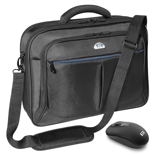 PEDEA Laptoptasche "Premium" Umhängetasche Notebook-Tasche 17,3 Zoll (43,9cm) inkl. Schnurloser Maus, schwarz von Pedea