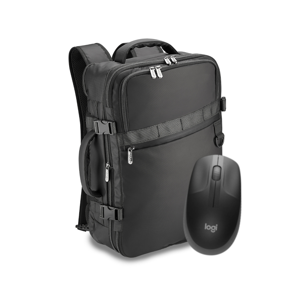 PEDEA NB-Rucksack 15,6 Zoll "Clutch" + Logitech M190 Maus Notebook-Rucksack mit Reisefach, schwarz von Pedea