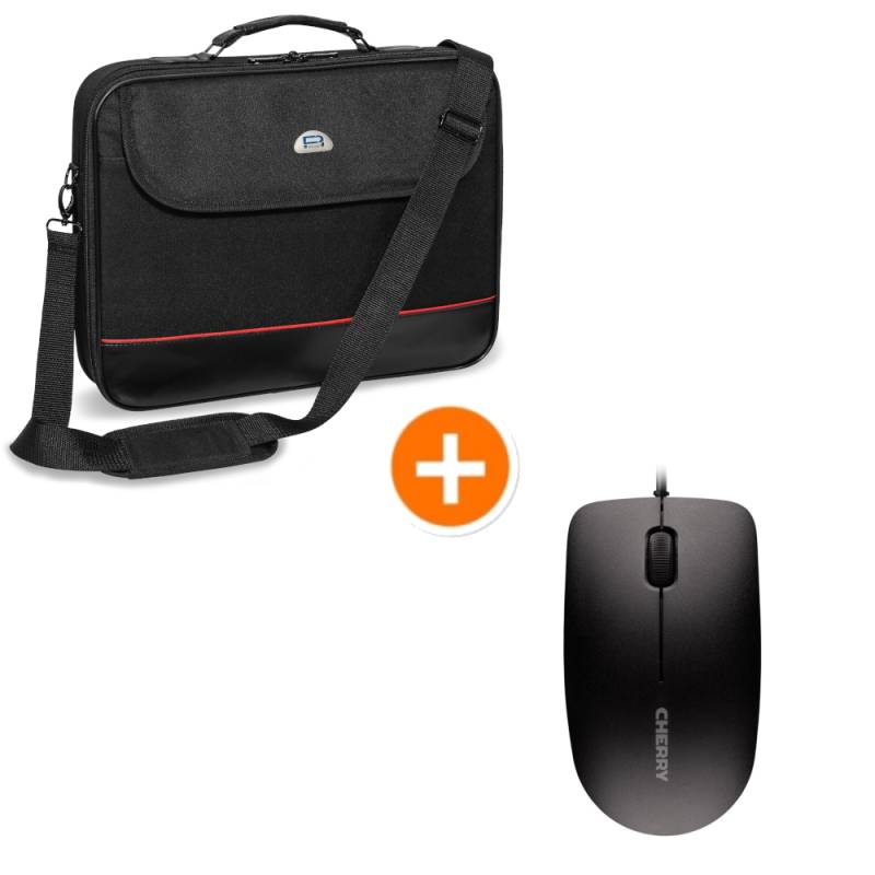 PEDEA Notebook-Tasche Trendline bis 15,6"+ CHERRY MC 1000 Maus [schwarz/rot, bis 39,6cm (15,6")] von Pedea