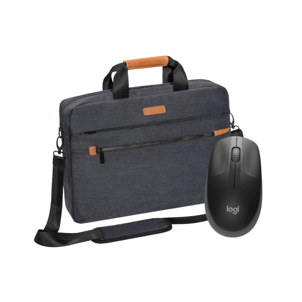 PEDEA Notebooktasche "Elegance" Pro, 15,6" + Logitech M190 Maus für Notebooks bis 39,6cm, grau von Pedea