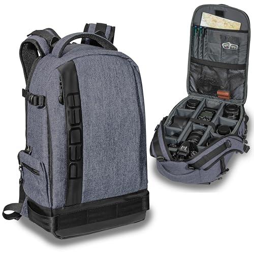 Pedea DSLR-Kamerarucksack Fashion Fotorucksack für Spiegelreflexkameras mit wasserdichtem Regenschutz und variabler Inneneinteilung (Rucksack, grau) von Pedea