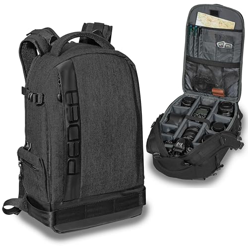 Pedea DSLR-Kamerarucksack Fashion Fotorucksack für Spiegelreflexkameras mit wasserdichtem Regenschutz und variabler Inneneinteilung (Rucksack, schwarz) von Pedea