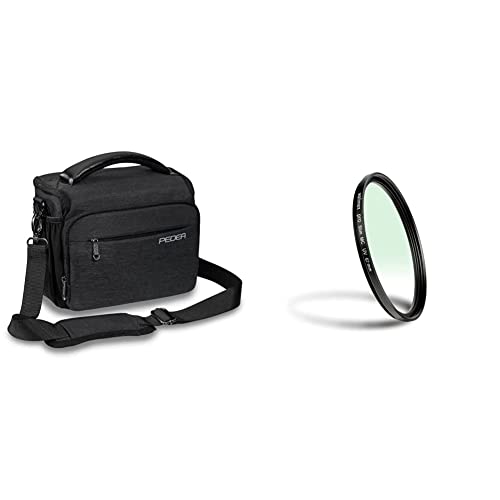 Pedea DSLR-Kameratasche *Noble* Fototasche für Spiegelreflexkameras mit wasserdichtem Regenschutz, Tragegurt und Zubehörfächern, Gr. XL anthrazit & Walimex pro UV-Filter Slim MC 67 mm von Pedea