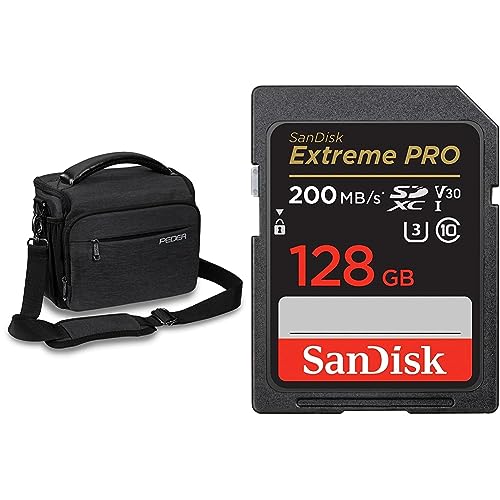 Pedea DSLR-Kameratasche *Noble* Fototasche für Spiegelreflexkameras & SanDisk Extreme PRO SDXC UHS-I Speicherkarte 128 GB von Pedea