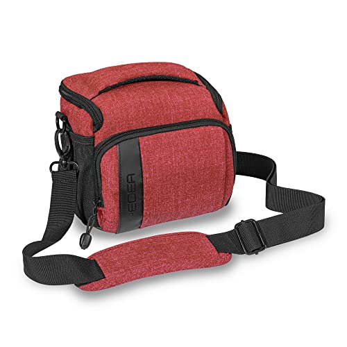 Pedea Kameratasche *Fashion* Rot 19 x 17 x 15 cm (BxHxT) - Fototasche für Spiegelreflexkameras – Kameratasche groß - Kamera Umhängetasche - Camera Bag für Systemkamera von Pedea