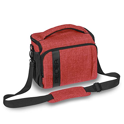 Pedea Kameratasche *Fashion* Rot 26 x 19 x 16cm (BxHxT) - Fototasche für Spiegelreflexkameras – Kameratasche groß - Kamera Umhängetasche - Camera Bag für Systemkamera von Pedea