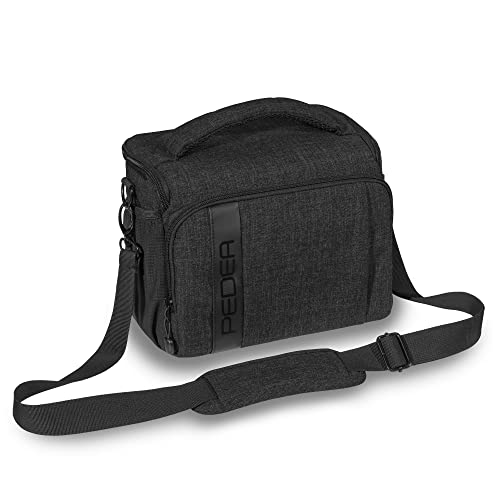 Pedea Kameratasche Fashion für Spiegelreflex DSLR SLR Spiegelreflexkamera Fototasche für DLSM Systemkamera mit Regenschutzhülle für Zubehör und Objektive, Gr. XL schwarz von Pedea