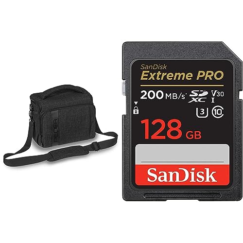 Pedea Kameratasche *Fashion* Schwarz 26 x 19 x 16cm & SanDisk Extreme PRO SDXC UHS-I Speicherkarte 128 GB von Pedea