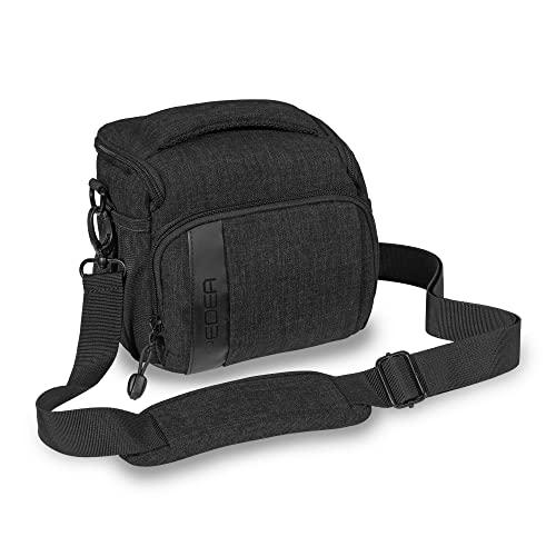 Pedea Kameratasche Fashion Schwarz-Fototasche für Spiegelreflexkameras–Kameratasche groß-Kamera Umhängetasche-Camera Bag für Systemkamera Außenmaße - B19xH17xT15 cm, Innenmaße - B16xH12,5xT10 cm von Pedea