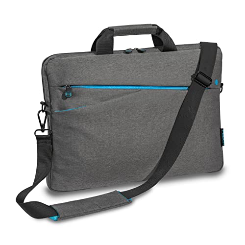 Pedea - Laptoptasche *Fashion* Notebook-Tasche bis 15,6 Zoll - Laptop Umhängetasche mit Schultergurt - Laptophülle grau - Notebooktasche für Damen & Herren von Pedea
