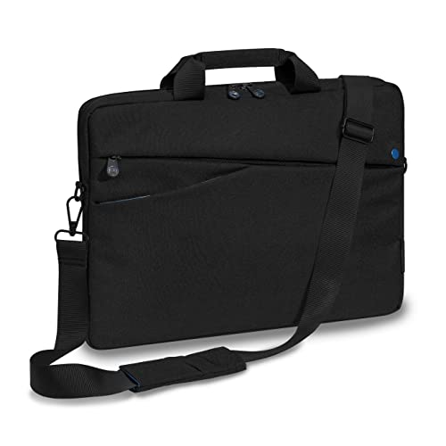 Pedea - Laptoptasche *Fashion* Notebook-Tasche bis 15,6 Zoll - Laptop Umhängetasche mit Schultergurt - Laptophülle schwarz/blau - Notebooktasche für Damen & Herren von Pedea