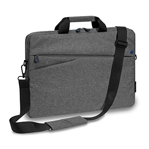 Pedea - Laptoptasche *Fashion* Notebook-Tasche bis 17,3 Zoll - Laptop Umhängetasche mit Schultergurt - Laptophülle grau/blau - Notebooktasche für Damen & Herren von Pedea