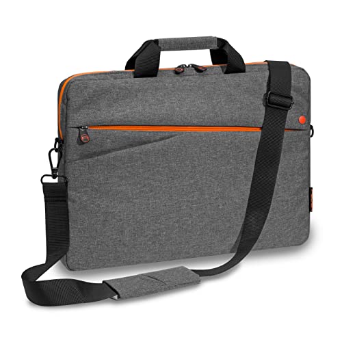 Pedea Laptoptasche Fashion Notebook-Tasche bis 15,6 Zoll (39,6 cm) Umhängetasche mit Schultergurt, grau/orange von Pedea