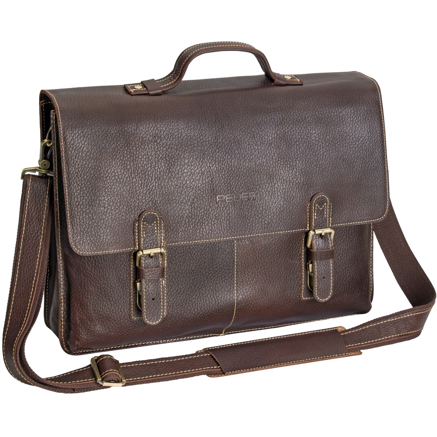 Pedea Leder Umhängetasche "San Marcos" 15,6", braun von Pedea