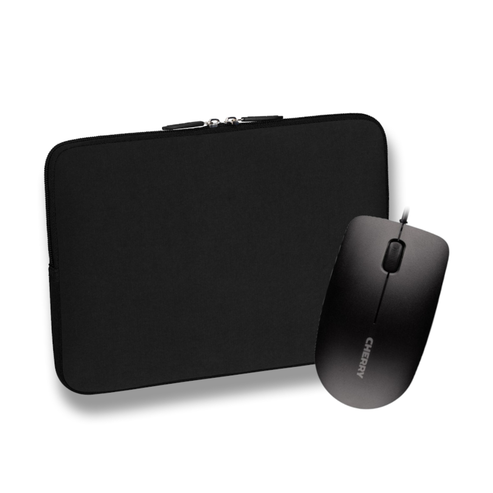 Pedea Trend Notebook-Sleeve + CHERRY MC 1000 kabelgebundene Maus [schwarz, bis 39,6cm (15,6")] von Pedea