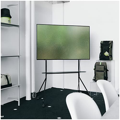 Pedestal Moon PRO TV Ständer Rollbar für Bildschirm 40 bis 75 Zoll | Mobiler Fernsehständer mit Rollen für Konferenzraum Messe Ausstellung | Fernseher Rollwagen | Profi TV Rollständer (Schwarz) von Pedestal