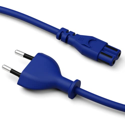 Pedestal Power Cable 7,5m (Blau) | Stromkabel 2 Polig - TV Kabel Kompatibel mit Playstation und Xbox | Euro Netzkabel für Kaltgeräte | Kaltgerätekabel Fernsehkabel mit Euro Stecker (Euro 8) von Pedestal