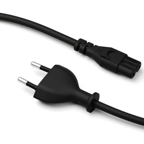 Pedestal Power Cable 7,5m (Schwarz) | Stromkabel 2 Polig - TV Kabel Kompatibel mit Playstation und Xbox | Euro Netzkabel für Kaltgeräte | Kaltgerätekabel Fernsehkabel mit Euro Stecker (Euro 8) von Pedestal