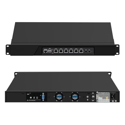 PeeliCeeli 19 Zoll Firewall Appliance E3-1230V3, 6 Port Gigabit LAN 1U Rackmount Server with Dual SFP+ 82599 10GbE, B85/Z87 Network Router PC with 16GB RAM 512GB SSD, VGA, Console von PeeliCeeli