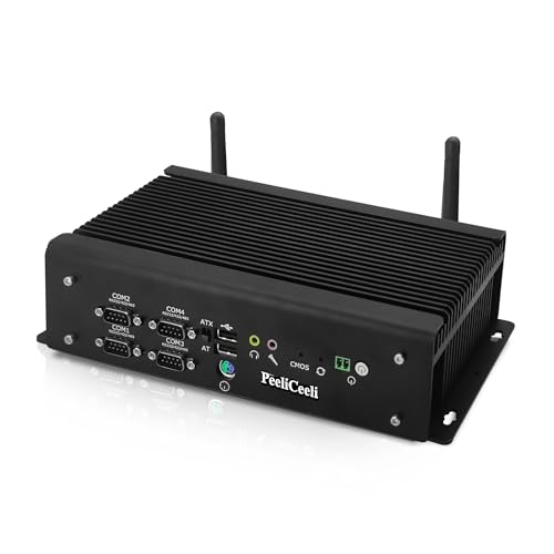 PeeliCeeli Industrieller Mini-PC ohne Lüfter Core i5 10310U, 2X 1GbE RJ45 LAN Mini-Computer 6X COM (RS232/RS485/RS422), Win11 Linux Embedded Mini-PC VGA+HD, DDR4 OHNE RAM/SSD/OS, WiFi von PeeliCeeli