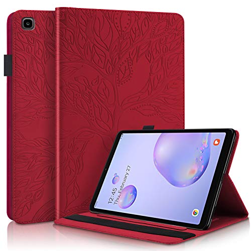 Pefcase Schutzhülle für Samsung Galaxy Tab A 8.4 Zoll 2020, SM-T307, PU-Leder, Standfunktion, leicht, mit Stifthalter, Kartentasche, elastischer Gürtel für Galaxy Tab A 8.4 Tablet 2020, Rot von Pefcase