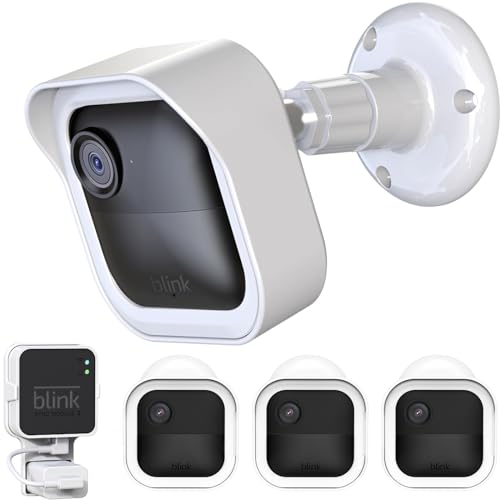 Blink Outdoor-Kameragehäuse und Halterung (4. Generation und 3. Generation), 3 Stück Schutzhülle und 360° verstellbare Halterung mit Sync-Modul, 2 Ausgänge, Weiß von Pefecon