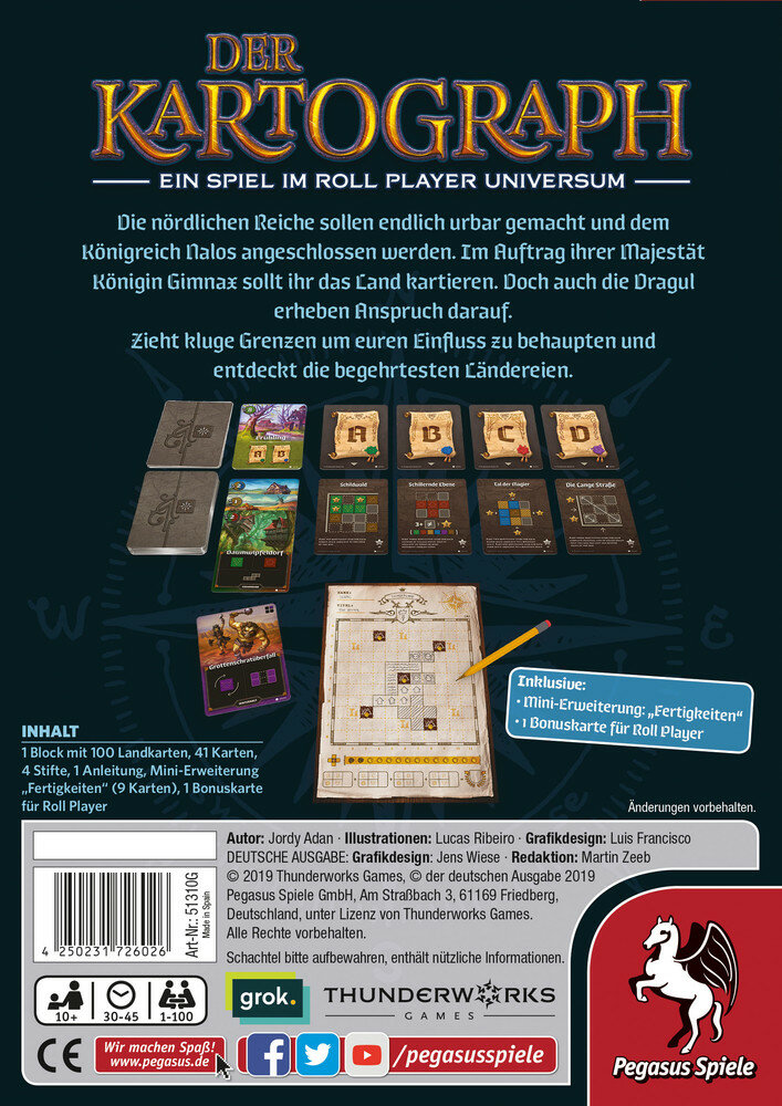 Pegasus Spiele Der Kartograph 51310G Kartenspiel (ab 10 Jahre, 1 - 100 Spieler, 20 - 45 min) von Pegasus Spiele