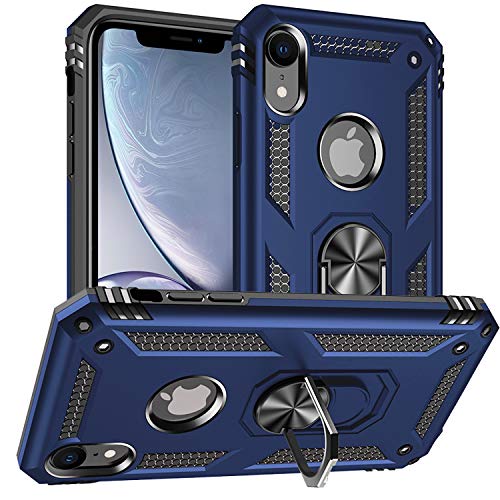 Pegoo iPhone XR Hülle, Handyhülle Dual Layer Hybrid Harte Rüstung Drop Resistance Handys Schutzhülle für Apple iPhone XR (Dunkelblau) von Pegoo