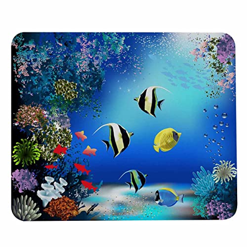 Pehede Mauspad mit rutschfester Gummiunterseite, einfaches Gleiten, Computer-Mauspad für Computer, Laptop, Gaming, 20.1x24.1 cm, bunte Unterwasserwelt mit tropischen Fischen und Pflanzen von Pehede