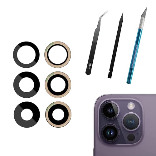 3 Stück Rückkamera Glas Objektiv Ersatz für iPhone 14 Pro und iPhone 14 Pro Max Back Rück Kamera Glas Linse, Ersatz-Reparatur-Set von PeiDog