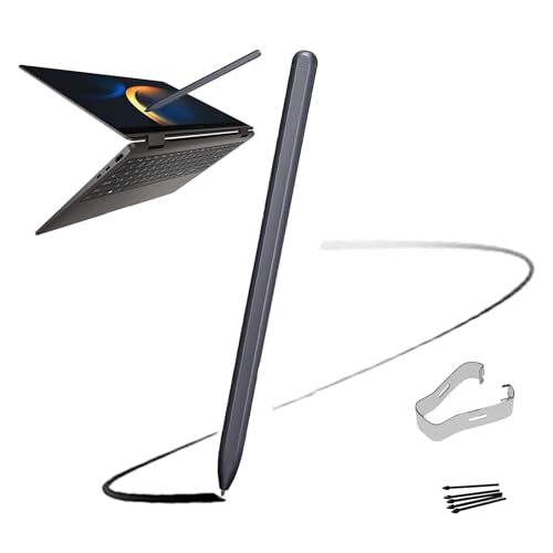 Galaxy Book Pro 360 S Pen Ersatz für Samsung Galaxy Book Pro 360, Galaxy Book 2 Pro 360, Galaxy Book 2 360 Stylus Pen ohne Bluetooth+Spitzen/Federn (Mystic Black) von PeiDog