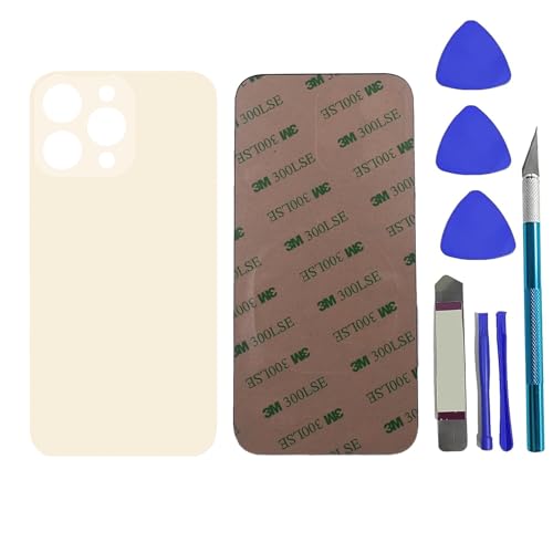 PeiDog 13 Pro Ersatz-Rückglas für iPhone 13 Pro, Rückglas mit vorinstalliertem Kleber + Reparaturwerkzeug-Set (Gold) von PeiDog