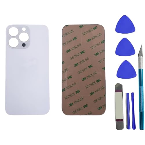 PeiDog Rückglas Ersatz für iPhone 13 Pro Rückglas Ersatz mit vorinstalliertem Kleber + Reparaturwerkzeug-Set (Silber) von PeiDog