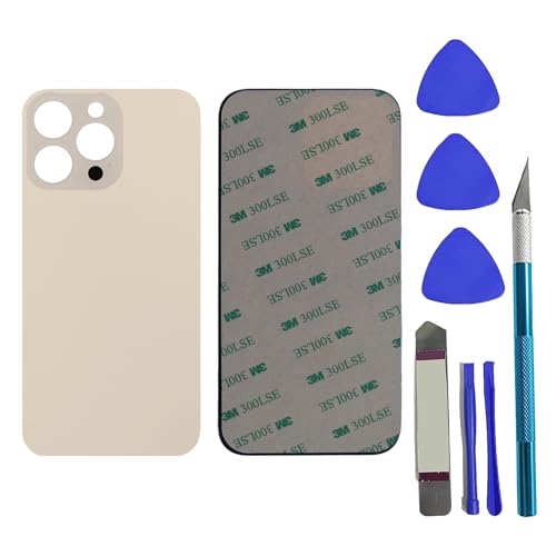 Backcover Glas für14 Pro Max Rückglasabdeckung Ersatz für iPhone 14Pro Max Rückglas-Ersatz mit Reparaturwerkzeug-Set (Gold) von PeiDog