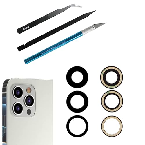 Rückkamera Objektiv Ersatz für iPhone 12 Pro Max Back Rück Kamera Glas Linse, mit vorinstalliertem Kleber + Reparaturwerkzeug Kit von PeiDog