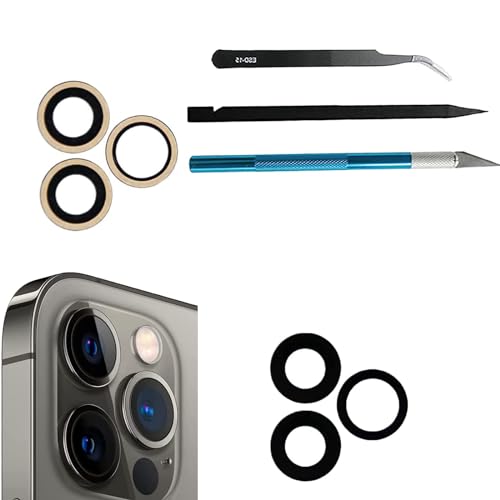 Rückkamera Objektiv Ersatz für iPhone 12 Pro Rückglas Kamera Objektiv Abdeckung Ersatz, mit vorinstalliertem Kleber + Reparaturwerkzeug-Set (Nicht für 12 Pro Max) von PeiDog