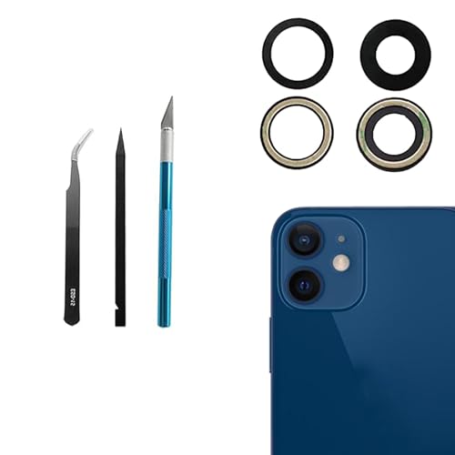 Rückkamera Objektiv Ersatz für iPhone 12 und iPhone 12 Mini Back Rück Kamera Glas Linse,Reparaturwerkzeug Kit von PeiDog
