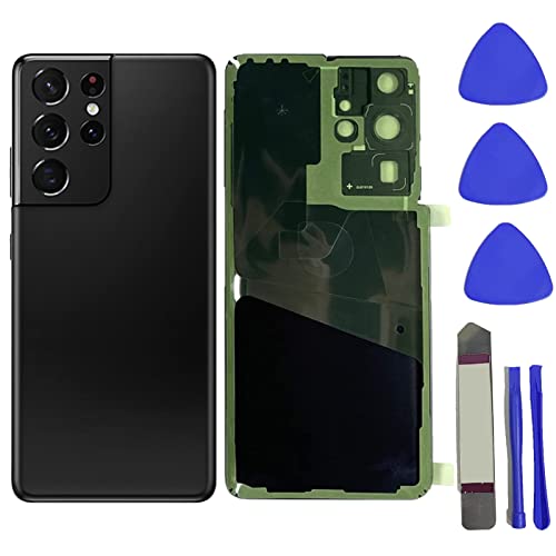 Ersatz-Glasabdeckung für Samsung Galaxy S21 Ultra 5G G998, mit Kamera-Glaslinse und vorinstalliertem Klebeband + Werkzeug, Phantom-Schwarz von Peixiong