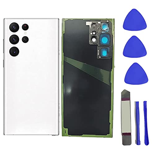 Galaxy S22 Ultra Gehäuse Türverkleidung Abdeckung Ersatz für Samsung Galaxy S22 Ultra Back Cover Glas mit Werkzeug Klebeband und Kameralinse + Werkzeuge (Phantom White) von Peixiong