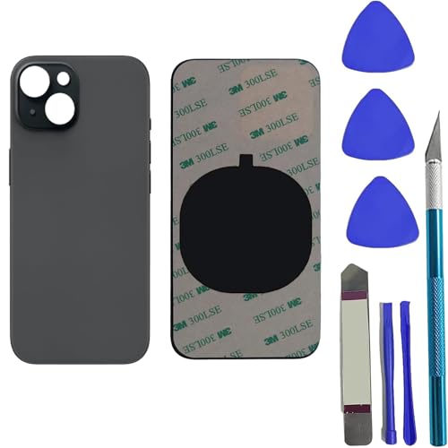 Peixiong 15 Rückglas-Ersatz für iPhone 15, Rückglasabdeckung, Ersatz mit vorinstalliertem Kleber + Reparaturwerkzeug-Set (schwarz) von Peixiong