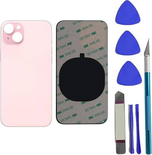 Peixiong 15 hinteres Glas Ersatz für iPhone 15 hintere Glasabdeckung Ersatz (Pre-Installed Klebstoff + Reparatur-Kit (Pink)) von Peixiong