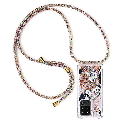 PekaTech Handykette für Samsung Galaxy S20 Ultra, Glitzer Flüssig Bewegende Treibsand Hülle mit Band Umhängetaschen+Hüllen mit Umhängeband Handykordel mit Schutzhülle Stylische Kette mit Case von PekaTech