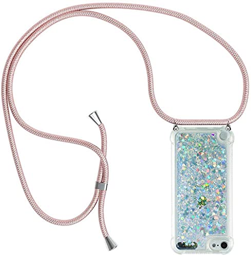 PekaTech Handykette für iPod Touch 5/6/7(2019), Glitzer Flüssig Bewegende Treibsand Hülle mit Band Umhängetaschen+Hüllen mit Umhängeband Handykordel mit Schutzhülle Stylische Kette mit Case von PekaTech